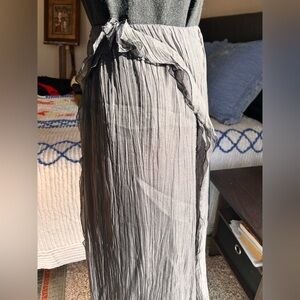 Emporio Armani Black Sulk Crepe Ruffle Skirt